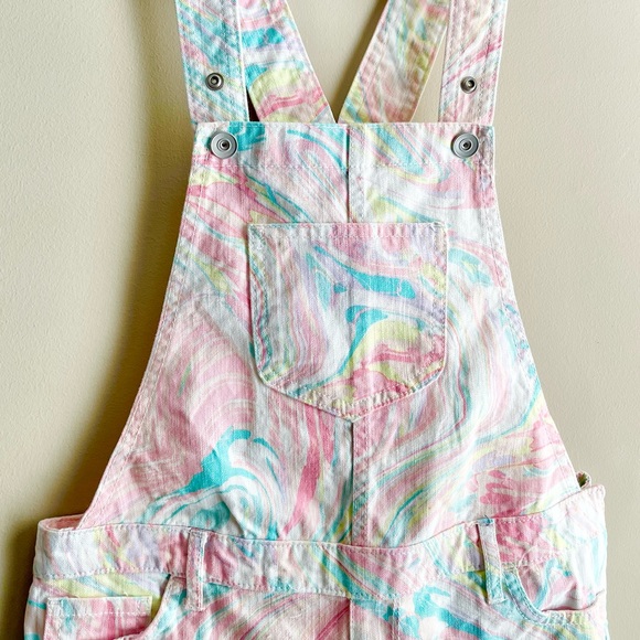 Children’s Place Pastel Oil Slick Overall Shorts - Picture 2 of 3